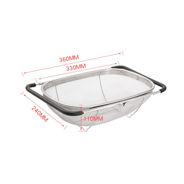2 utensili da cucina con filtro pieghevole in acciaio inossidabile, drenaggio, cesto di frutta e verdura retrattile per uso domestico, 24x34x11cm, 18x27x11cm