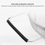 2 utensili da cucina con filtro pieghevole in acciaio inossidabile, drenaggio, cesto di frutta e verdura retrattile per uso domestico, 24x34x11cm, 18x27x11cm