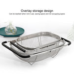 2 utensili da cucina con filtro pieghevole in acciaio inossidabile, drenaggio, cesto di frutta e verdura retrattile per uso domestico, 24x34x11cm, 18x27x11cm