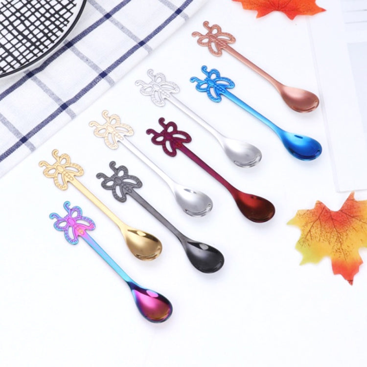 Cucchiaino da caffè a farfalla multicolore in acciaio inossidabile, frutta, bevanda fredda, gelato, dessert, cucchiaino da tè, Silver, Gold, Rose Gold, Rainbow, Black, Blue, Purple