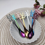 Cucchiaino da caffè a farfalla multicolore in acciaio inossidabile, frutta, bevanda fredda, gelato, dessert, cucchiaino da tè, Silver, Gold, Rose Gold, Rainbow, Black, Blue, Purple