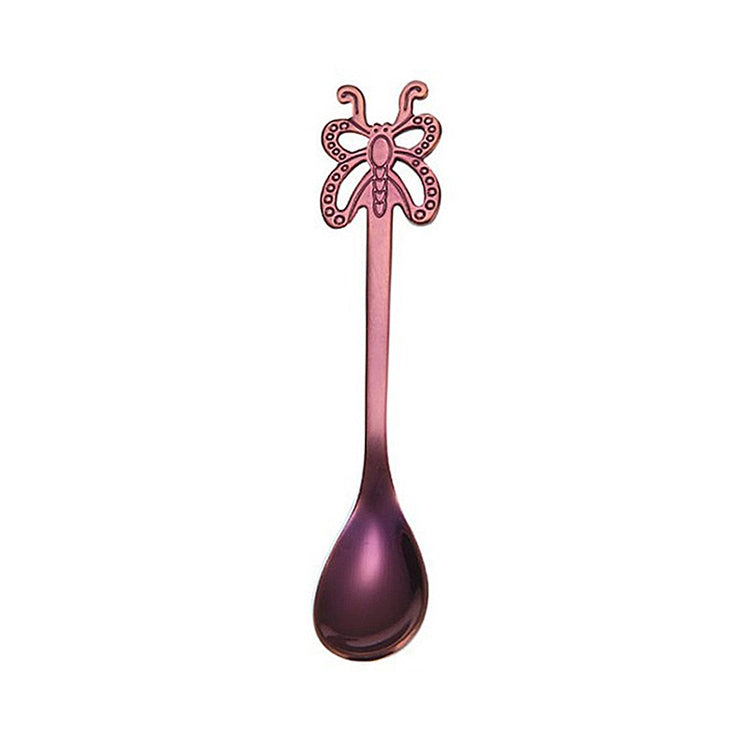 Cucchiaino da caffè a farfalla multicolore in acciaio inossidabile, frutta, bevanda fredda, gelato, dessert, cucchiaino da tè, Silver, Gold, Rose Gold, Rainbow, Black, Blue, Purple
