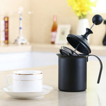 Pompa per schiuma in acciaio inossidabile a doppia rete manuale per caffè, latte, schiuma, brocca per schiuma, pompa per schiuma, 400cc, 800cc