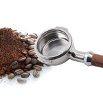 Staffa per filtro macchina da caffè in acciaio inossidabile Manico in legno senza fondo per caffè, Coffee Machine Filter