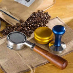 Staffa per filtro macchina da caffè in acciaio inossidabile Manico in legno senza fondo per caffè, Coffee Machine Filter
