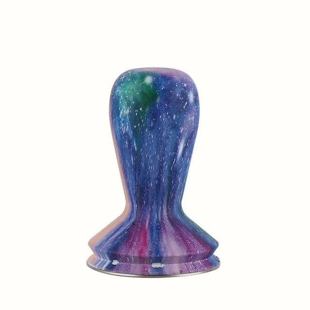 Accessori per caffè con pressa per polvere in acciaio inossidabile 304, manico in silicone satinato colorato, manomissione per caffè da 58 mm, Starry Sky, Stripe, Colorful, Milk White