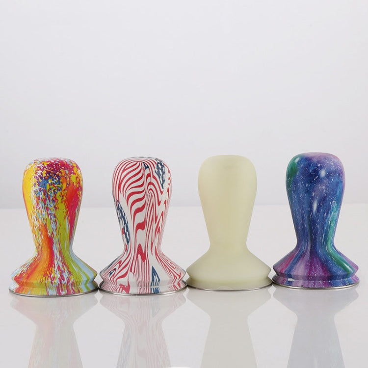 Accessori per caffè con pressa per polvere in acciaio inossidabile 304, manico in silicone satinato colorato, manomissione per caffè da 58 mm, Starry Sky, Stripe, Colorful, Milk White