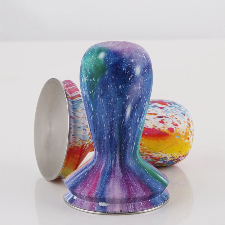 Accessori per caffè con pressa per polvere in acciaio inossidabile 304, manico in silicone satinato colorato, manomissione per caffè da 58 mm, Starry Sky, Stripe, Colorful, Milk White