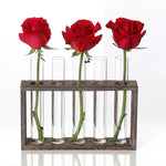 Vaso per provette in vetro idroponico trasparente, decorazione per il desktop, decorazione semplice e creativa per interni, 3-Hole Wooden Frame, 5-Hole Wooden Frame