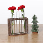 Vaso per provette in vetro idroponico trasparente, decorazione per il desktop, decorazione semplice e creativa per interni, 3-Hole Wooden Frame, 5-Hole Wooden Frame