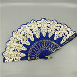 Ventaglio pieghevole in plastica stile spagnolo Ventaglio di pizzo di pavone Ventaglio di doratura da ballo per donna, 23x42cm