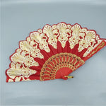 Ventaglio pieghevole in plastica stile spagnolo Ventaglio di pizzo di pavone Ventaglio di doratura da ballo per donna, 23x42cm