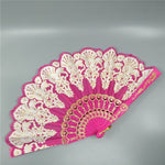 Ventaglio pieghevole in plastica stile spagnolo Ventaglio di pizzo di pavone Ventaglio di doratura da ballo per donna, 23x42cm