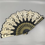 Ventaglio pieghevole in plastica stile spagnolo Ventaglio di pizzo di pavone Ventaglio di doratura da ballo per donna, 23x42cm