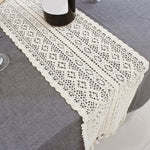 Copri runner da tavolo in misto cotone cavo con nappa, pizzo floreale, stile retrò, all'uncinetto, 24x160cm, 24x180cm, 24x200cm, 24x220cm, 24x240cm, 24x140cm