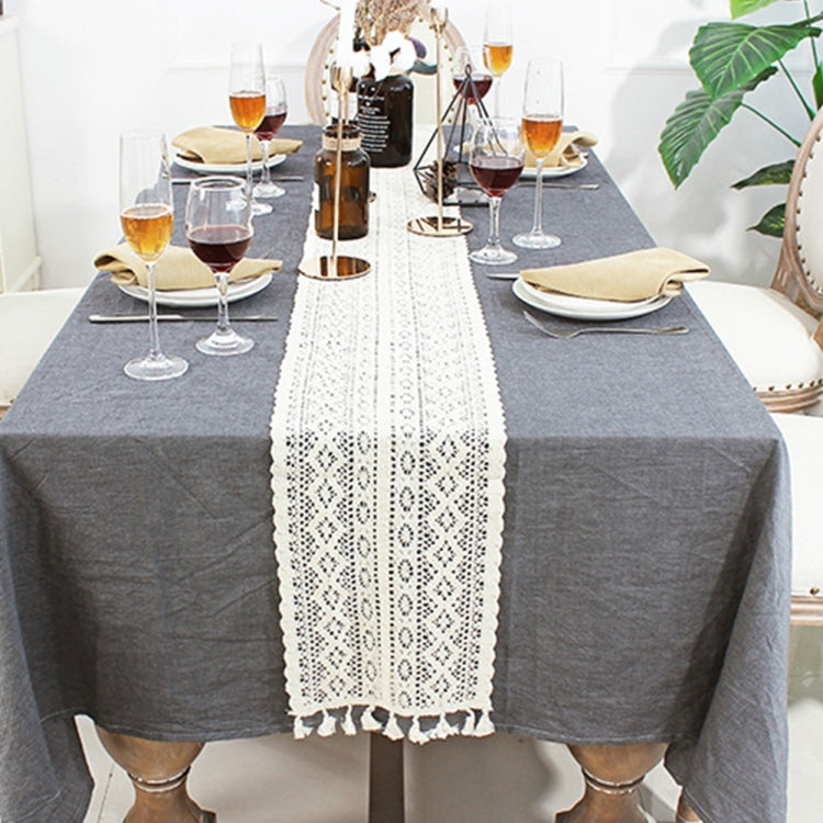 Copri runner da tavolo in misto cotone cavo con nappa, pizzo floreale, stile retrò, all'uncinetto, 24x160cm, 24x180cm, 24x200cm, 24x220cm, 24x240cm, 24x140cm