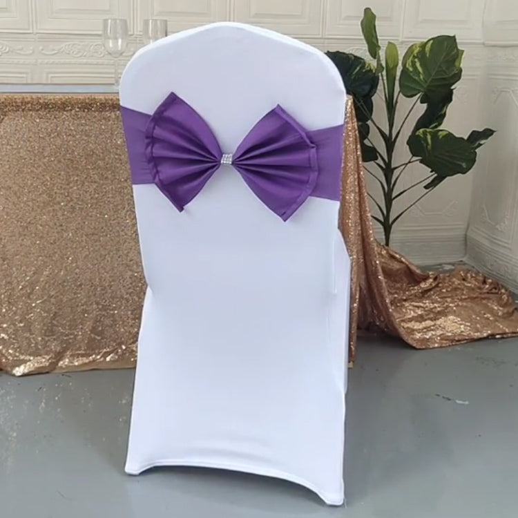Fascia per sedia in spandex adatta a tutte le sedie Telai per sedia da matrimonio Arco elastico per sedia Nastro per fascette posteriori per banchetti per cerimonie di nozze
