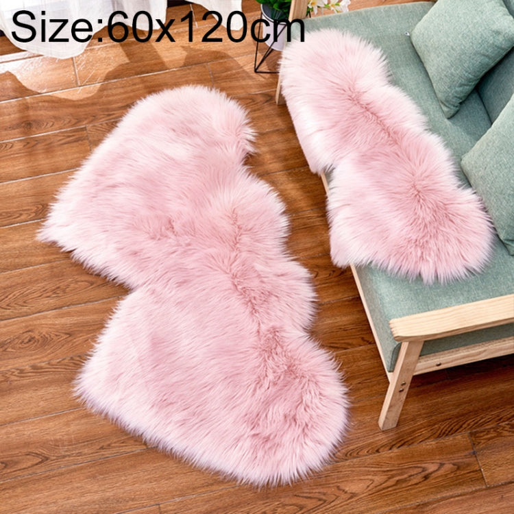 Creativo doppio cuore imitazione lana tappeto cuscino divano tappetino peluche camera da letto soggiorno tappeti, 60x120cm