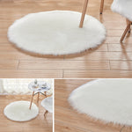 Tappeto rotondo in peluche lungo Decorazione del soggiorno Tappetino in finta lana, 35x35cm, 45x45cm, 60x60cm, 80x80cm, 100x100cm, 120x120cm, 180x180cm