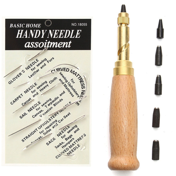 Set di strumenti artigianali per cucire in pelle 37 in 1