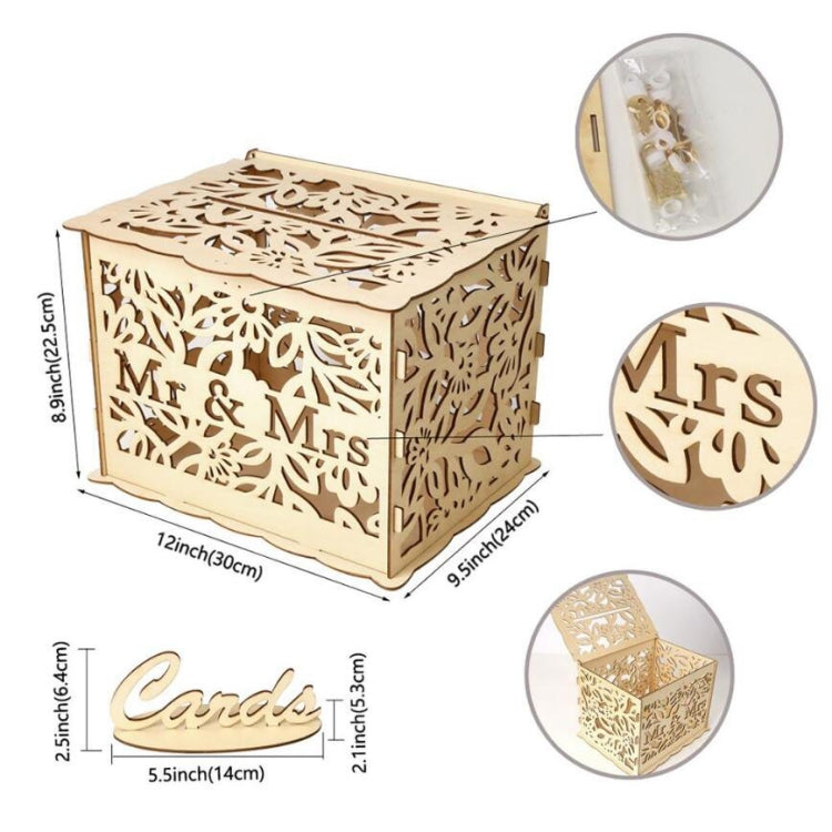 Bella scatola per biglietti di matrimonio in legno fai-da-te, scatola regalo decorativa, Small, Large