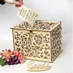 Bella scatola per biglietti di matrimonio in legno fai-da-te, scatola regalo decorativa, Small, Large