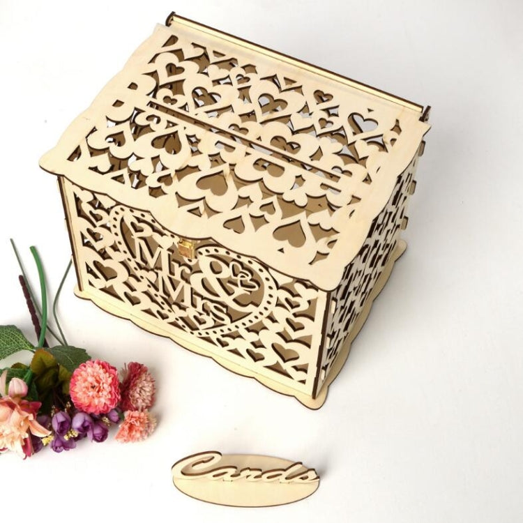 Bella scatola per biglietti di matrimonio in legno fai-da-te, scatola regalo decorativa, Small, Large
