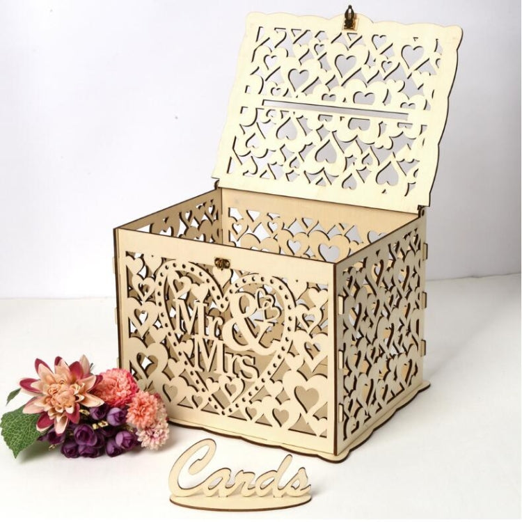 Bella scatola per biglietti di matrimonio in legno fai-da-te, scatola regalo decorativa, Small, Large