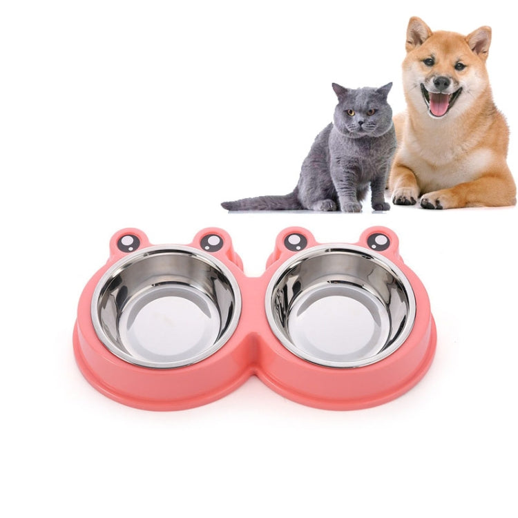 Forniture per animali domestici a doppia ciotola per cani e gatti in acciaio inossidabile, Frog Shape Blue, Frog Shape Pink, Frog Shape Green