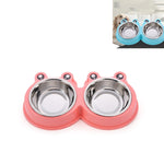Forniture per animali domestici a doppia ciotola per cani e gatti in acciaio inossidabile, Frog Shape Blue, Frog Shape Pink, Frog Shape Green