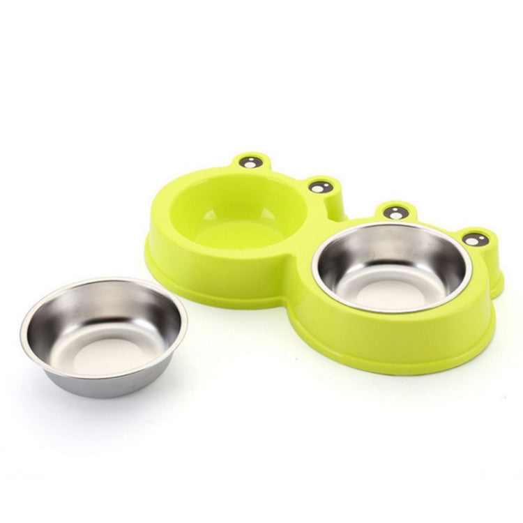Forniture per animali domestici a doppia ciotola per cani e gatti in acciaio inossidabile, Frog Shape Blue, Frog Shape Pink, Frog Shape Green