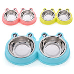 Forniture per animali domestici a doppia ciotola per cani e gatti in acciaio inossidabile, Frog Shape Blue, Frog Shape Pink, Frog Shape Green