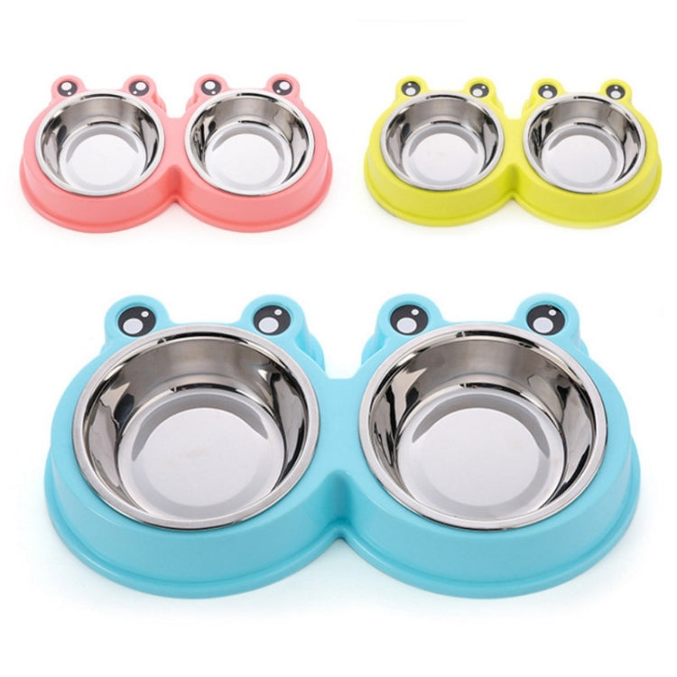 Forniture per animali domestici a doppia ciotola per cani e gatti in acciaio inossidabile, Frog Shape Blue, Frog Shape Pink, Frog Shape Green