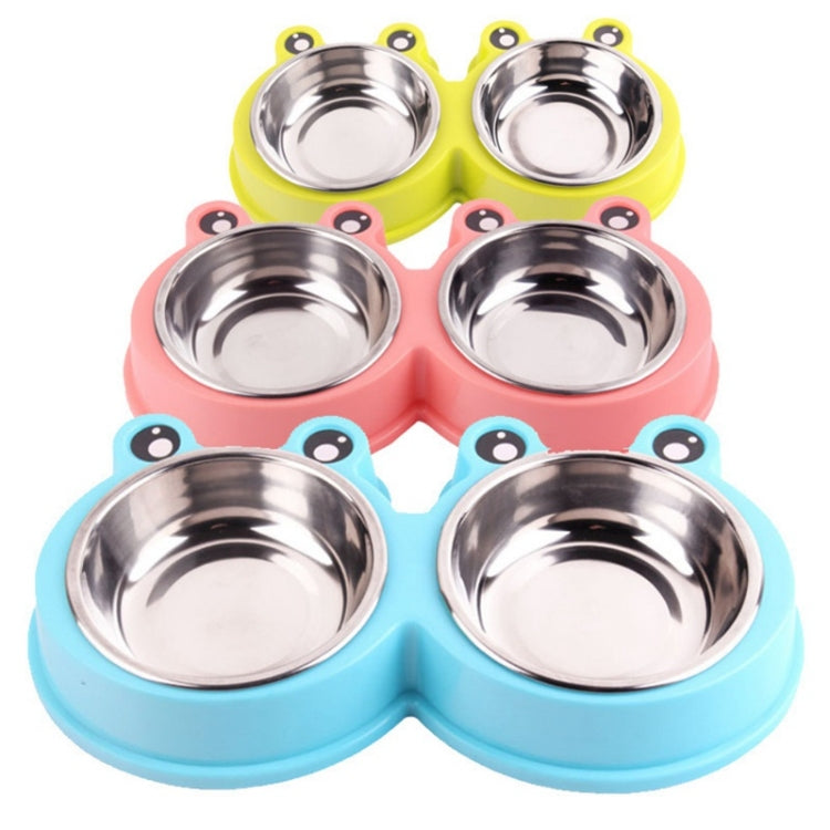 Forniture per animali domestici a doppia ciotola per cani e gatti in acciaio inossidabile, Frog Shape Blue, Frog Shape Pink, Frog Shape Green