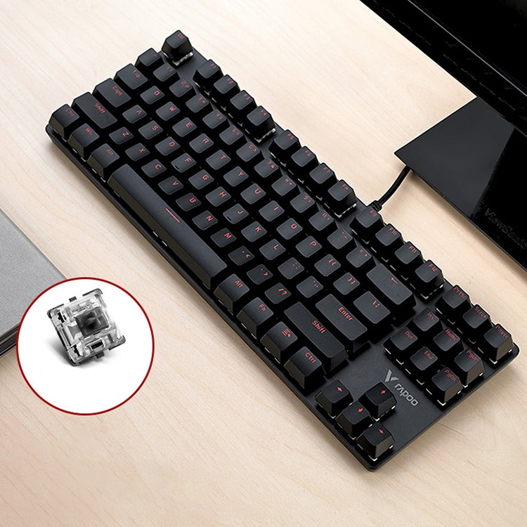 Rapoo V500 87 tasti in lega edizione Desktop Laptop Computer Game Esports Office Home Typing Tastiera meccanica cablata in metallo senza retroilluminazione,, Black Shaft, Green Shaft, Tea Shaft