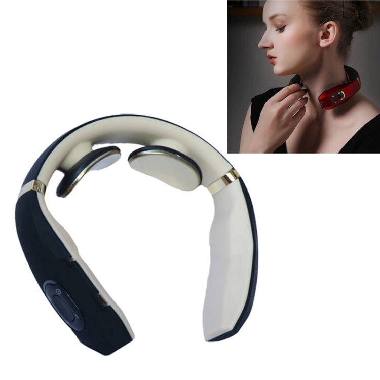 Massaggiatore per vertebra cervicale che carica strumento di fisioterapia a impulsi intelligenti protezione per il collo con vibrazione elettromagnetica, White, Black, Red