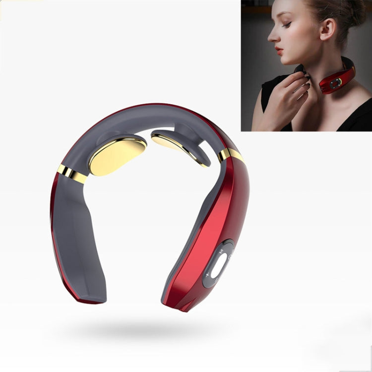 Massaggiatore per vertebra cervicale che carica strumento di fisioterapia a impulsi intelligenti protezione per il collo con vibrazione elettromagnetica, White, Black, Red