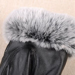 Guanti da donna in pelle PU imitazione pelliccia di coniglio guanti spessi e caldi invernali e autunnali