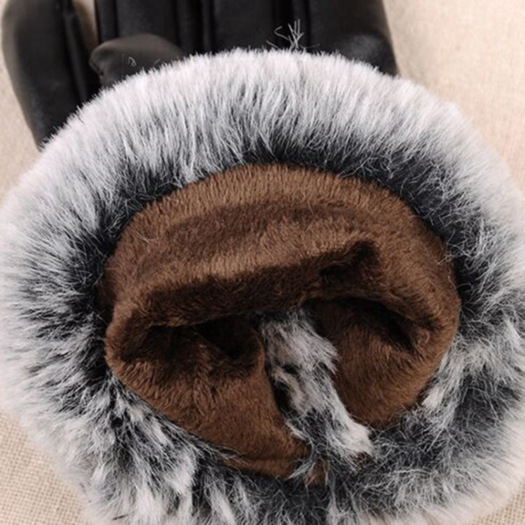 Guanti da donna in pelle PU imitazione pelliccia di coniglio guanti spessi e caldi invernali e autunnali