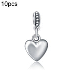 20 pezzi a forma di cuore con superficie liscia, perline argentate, pendenti con ciondoli europei a foro grande, accessori per gioielli fai da te, adatti alla collana