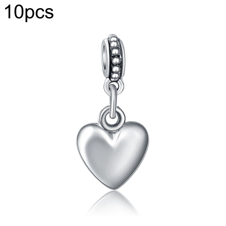 20 pezzi a forma di cuore con superficie liscia, perline argentate, pendenti con ciondoli europei a foro grande, accessori per gioielli fai da te, adatti alla collana