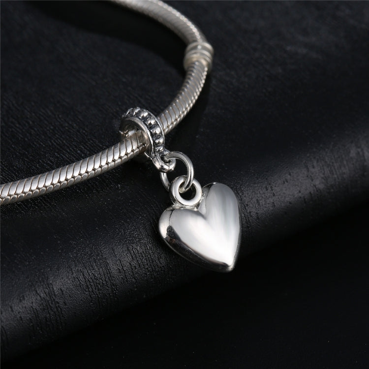 20 pezzi a forma di cuore con superficie liscia, perline argentate, pendenti con ciondoli europei a foro grande, accessori per gioielli fai da te, adatti alla collana