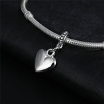 20 pezzi a forma di cuore con superficie liscia, perline argentate, pendenti con ciondoli europei a foro grande, accessori per gioielli fai da te, adatti alla collana
