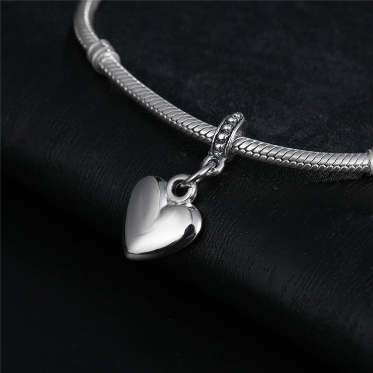 20 pezzi a forma di cuore con superficie liscia, perline argentate, pendenti con ciondoli europei a foro grande, accessori per gioielli fai da te, adatti alla collana