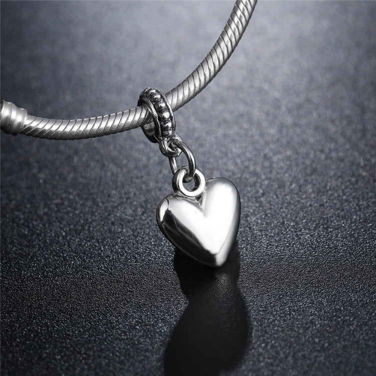 20 pezzi a forma di cuore con superficie liscia, perline argentate, pendenti con ciondoli europei a foro grande, accessori per gioielli fai da te, adatti alla collana
