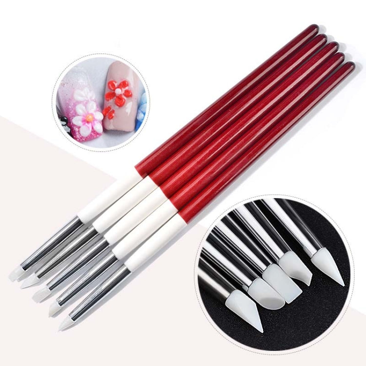 Penna manicure 5 in 1 con pennelli in silicone e plastica