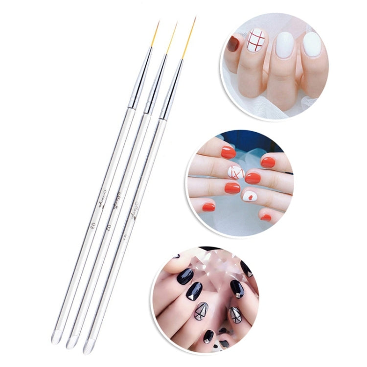 Set 3 pennelli per nail art con setole da 15-20 mm