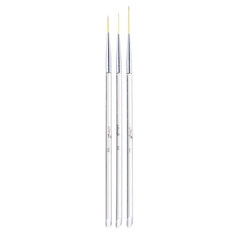 Set 3 pennelli per nail art con setole da 15-20 mm