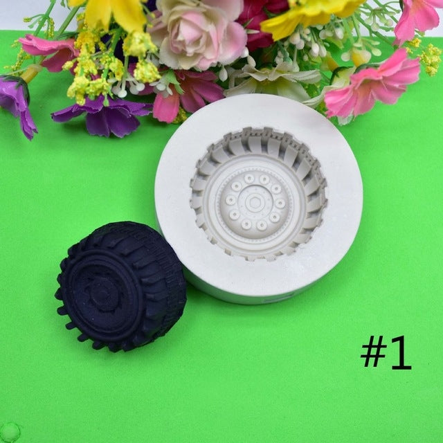 2 pezzi fai da te pneumatici forma zucchero torta artigianale stampo in silicone fondente strumenti di decorazione di cottura consegna colore casuale, Size 1, Size 2, Size 3, Size 4