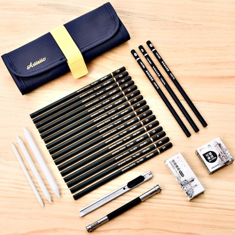 27 in 1 set di matite per schizzi Strumenti di pittura Forniture artistiche per studenti, 27 In 1